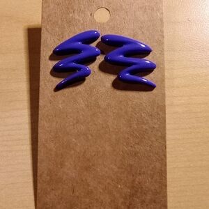 Vintage 80s 90s Purple Drop Zig Zag Art Deco Earrings pierced